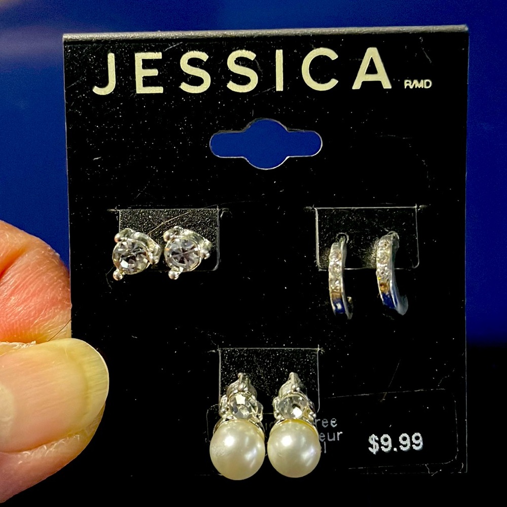NWT Jessica set of 3 girl’s nickel free stud earrings